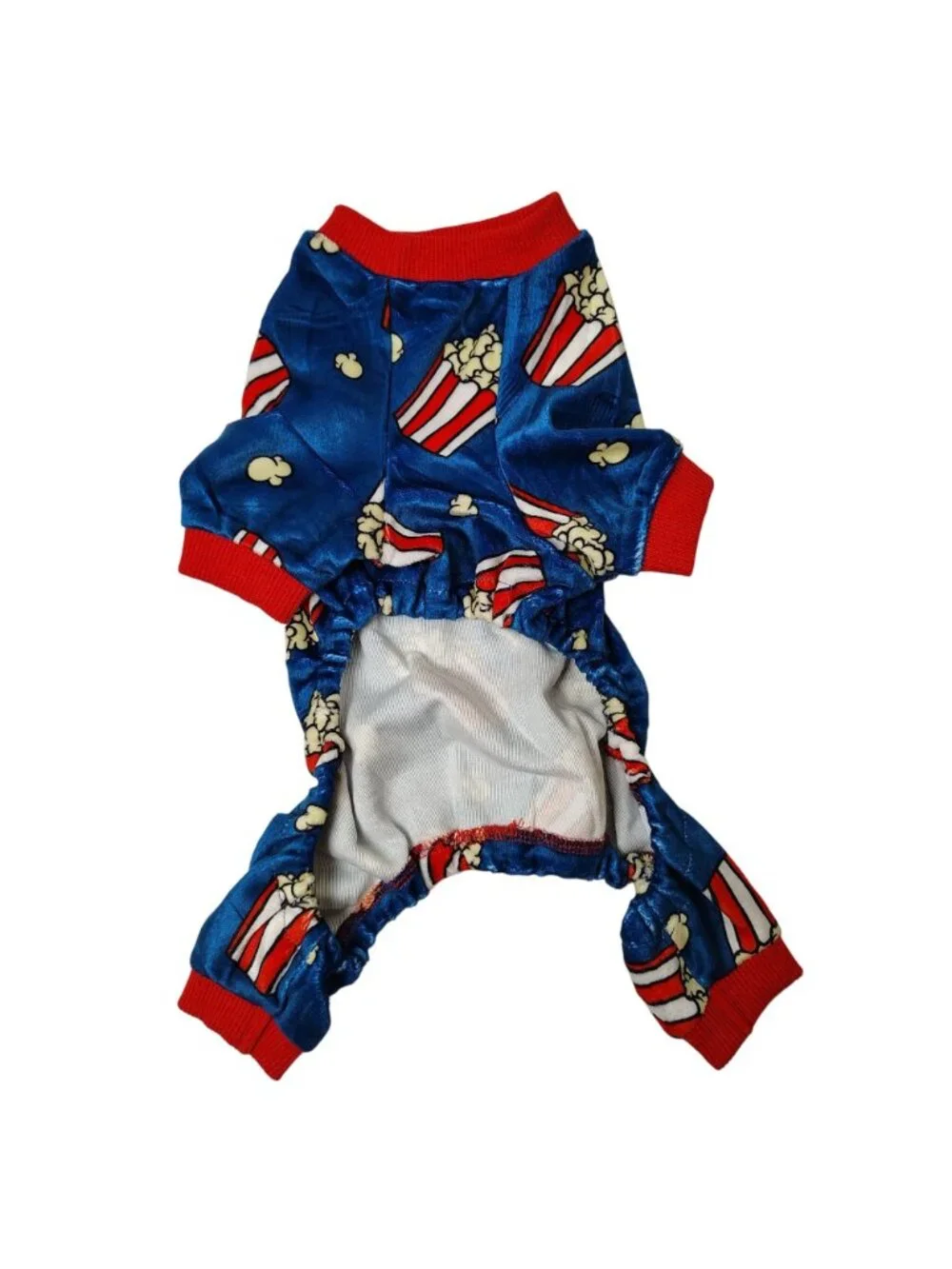 Fitwarm Dog Small Blue Velour Popcorn Print Pet Pajamas